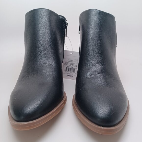 A New Day Booties Black Faux Leather Side Buckle Zipper Nikki Boots Size 7.5 NEW - Picture 4 of 15